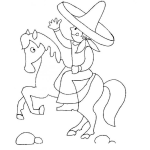 Dibujo para colorear Dibujo De Charro Mexicano A Caballo Para Pintar Y Colorear