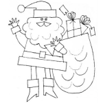 Dibujo para colorear Dibujo De Santa Claus Saludando Con Un Saco De Regalos Y Juguetes Para Pintar Y Colorear