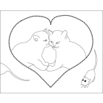 Dibujo para colorear colorear gatos enamorados