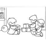 Dibujo para colorear Dibujo De Ninos Jugando Cubitos Para Colorear