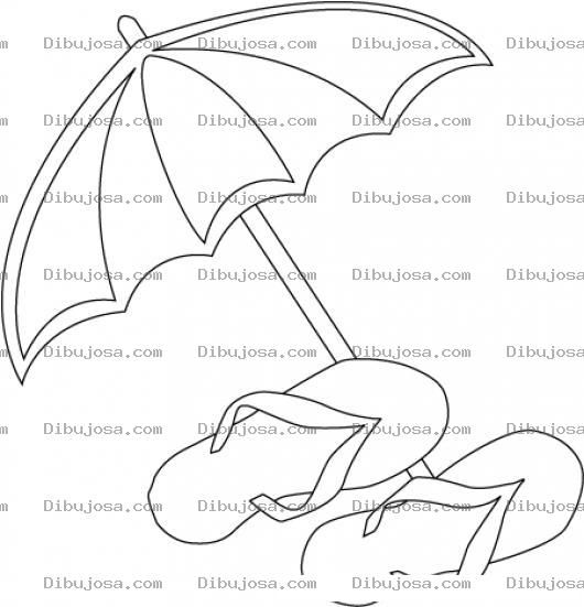 Dibujo para colorear Dibujo De Llinas Y Sombrilla De Playa Para Pintar Y Colorear Chancletas Y Paraguas En Verano