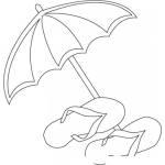 Dibujo para colorear Dibujo De Llinas Y Sombrilla De Playa Para Pintar Y Colorear Chancletas Y Paraguas En Verano