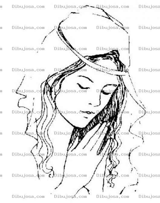 Dibujo para colorear Dibujo De Mujer Orando Para Pintar Y Colorear