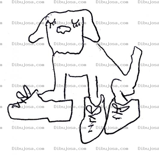 Dibujo para colorear Dibujo De Perro Con Zapatos Para Colorear