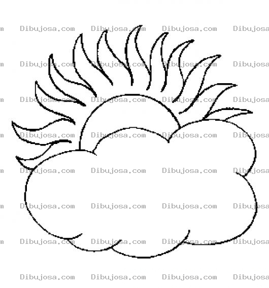 Dibujo para colorear Dibujo Del Sol Detras De Una Nube Para Colorear