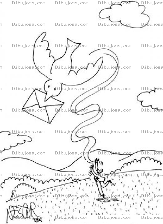 Dibujo para colorear Dibujo De Paloma Mensajera Para Pintar Y Colorear