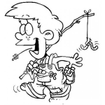 Dibujo para colorear Dibujo De Nino Pescador Para Pintar Y Colorear Chico Pescando Con Una Lombriz