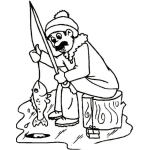 Dibujo para colorear Dibujo De Pescador Del Polo Norte Pescando Sobre El Hielo Para Pintar Y Colorear