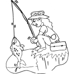 Dibujo para colorear Dibujo De Mujer Pescando Para Pintar Y Colorear