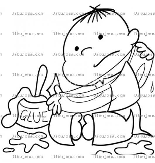 Dibujo para colorear Dibujo De Nino Jugando Con Pegamento Para Colorear
