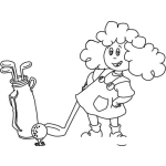 Dibujo para colorear Dibujo De Nina Golfista Jugando Golf Con Pelota De Palos De Golf Para Colorear