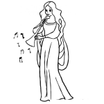 Dibujo para colorear Dibujo De Mujer Tocando La Trompeta Para Pintar Y Colorear