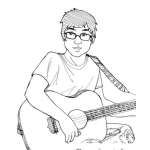 Dibujo para colorear Chico Con Guitarra Para Pintar Y Colorear