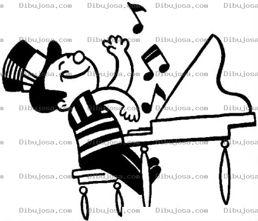 Dibujo para colorear Dibujo De Pianista Para Pintar Y Colorear Nino Tocando El Piano