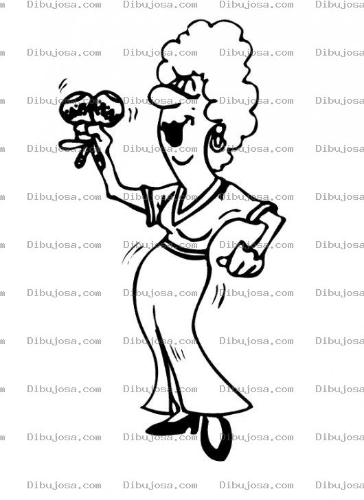 Dibujo para colorear Mujer Con Maracas Para Pintar Y Colorear Senora Bailando Con Chinchines