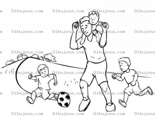 Dibujo para colorear Dibujo De Papa Jugando Con Sus Tres Hijos Para Pintar Y Colorear