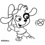 Dibujo para colorear Dibujo De Doky Bateando Una Pelota De Beisbol Para Pintar Y Colorear A Oky Doky Doky Quien Es