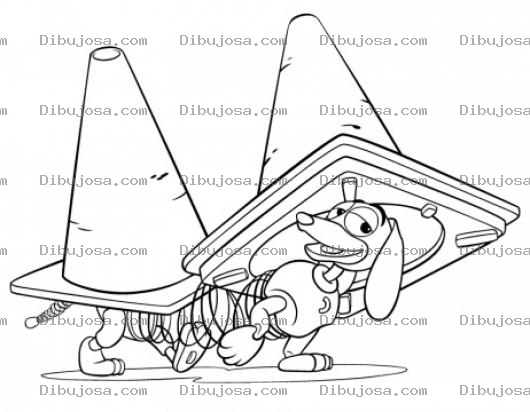 Dibujo para colorear Perro Salchica De Toystory Escondido En Conos Para Pintar Y Colorear