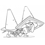 Dibujo para colorear Perro Salchica De Toystory Escondido En Conos Para Pintar Y Colorear