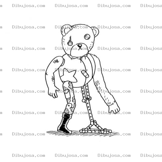 Dibujo para colorear Dibujo De Osito Maltratado Remendado Y Minusvalido Para Pintar Y Colorear