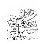 Dibujo para colorear Dibujo De Odi Y Gardield Con Palomitas De Maiz Para Colorear