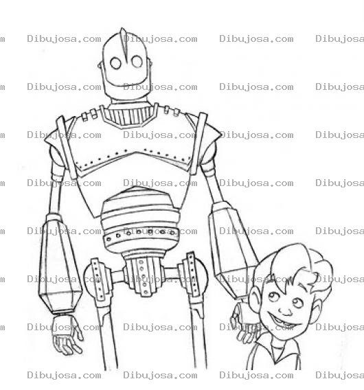 Dibujo para colorear Robot Con Nino Para Pintar Y Colorear
