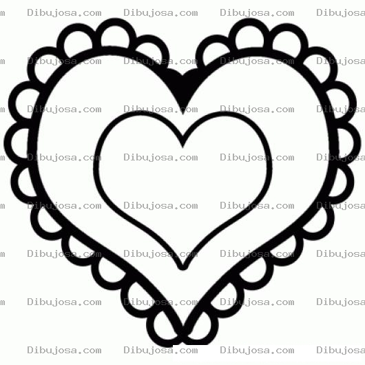 Dibujo para colorear Corazon Con Orilla De Encaje Para Pintar Y Colorear