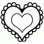 Dibujo para colorear Corazon Con Orilla De Encaje Para Pintar Y Colorear