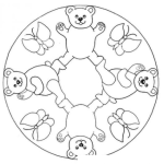 Dibujo para colorear Kaleidoscopio De Osos Y Mariposas Para Pintar Y Colorear