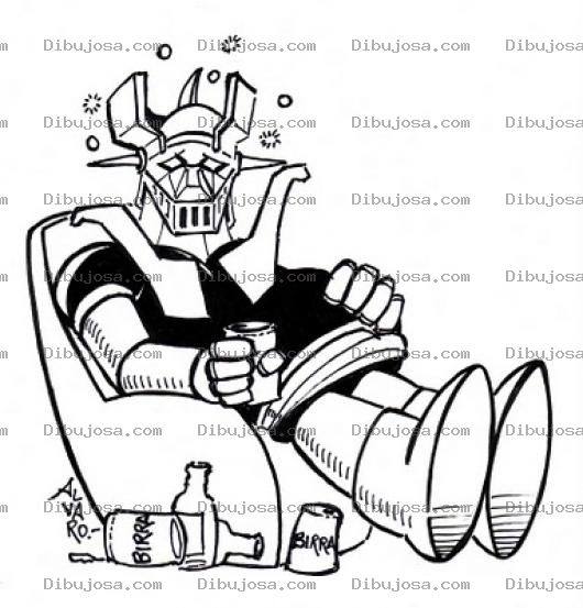 Dibujo para colorear Dibujo De Mazinger Z Chupando Para Pintar Y Colorear A Maxinger Ebrio Tomando Guaro Y Cerveza Bolo y Mareado En Un Sofa