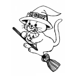 Dibujo para colorear Pintar Gata Bruja