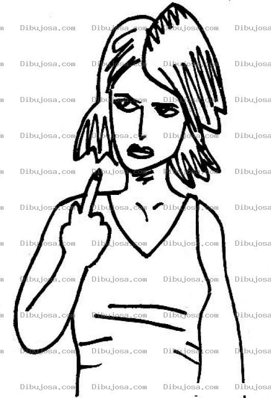 Dibujo para colorear Dibujo De Chica Malcreada Y Maleducada Sacando El Dedo De Enmedio Para Pintar Y Colorear