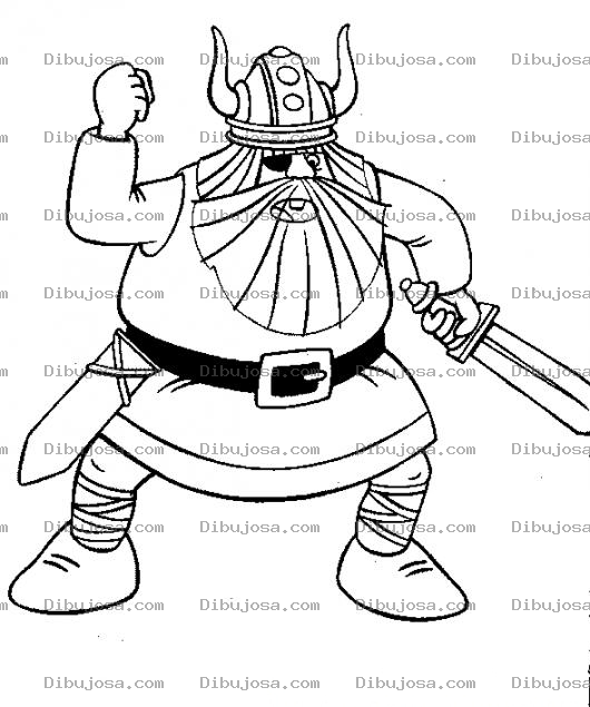 Dibujo para colorear Dibujo De Vikingo Con Espada Desenvainada Para Pintar Y Colorear