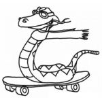 Dibujo para colorear Dibujo De Serpiente En Patineta Para Colorear Culebra Patinando