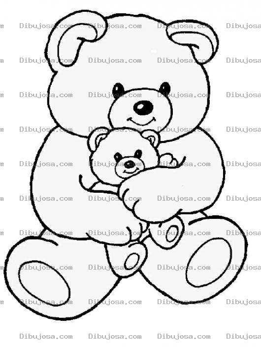 Dibujo para colorear Dibujo De Papa Oso Abrazando A Su Hijo Osito Para Pintar Y Colorear