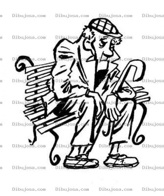 Dibujo para colorear Dibujo De Abuelito Sentado En Una Banca Para Pintar Y Colorear Ancianito Con Baston Sentado En El Parque