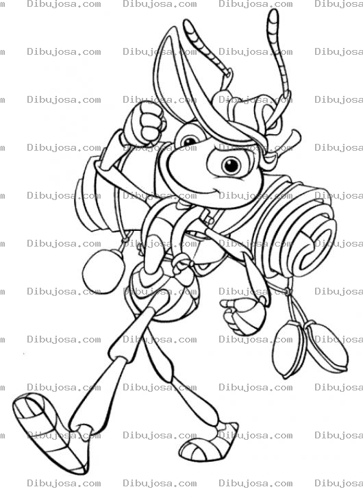 Dibujo para colorear Dibujo De Hormiga Con Mochila Para Pintar Y Colorear Hormiga Exploradora