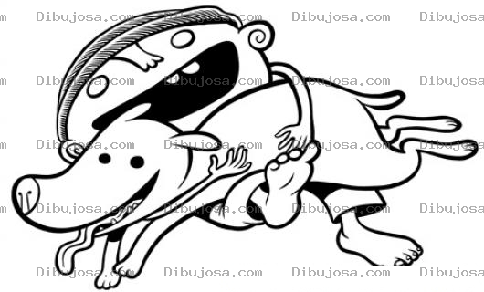 Dibujo para colorear Nino Con Perro Para Pintar Y Colorear
