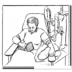 Dibujo para colorear Dibujo De Hombre Enfermo Hospitalizado Leyendo La Biblia Para Pintar Y Colorear