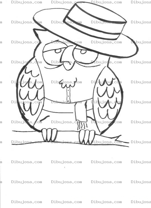 Dibujo para colorear Dibujo De Tecolote Con Sombrero Para Pintar Y Colorear