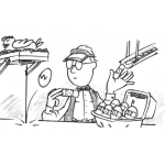 Dibujo para colorear Dibujo De Hombre Arreglando Huevos Rotos Con Una Curita Para Pintar Y Colorear