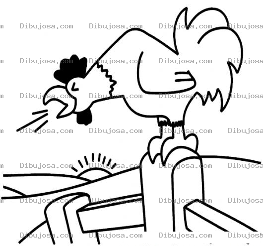 Dibujo para colorear Dibujo De Gallo Cantando Al Amanecer Para Colorear El Kikiriki