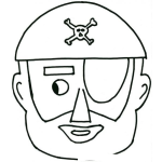Dibujo para colorear Cara De Pirata Con Parche En El Ojo Para Pintar Y Colorear