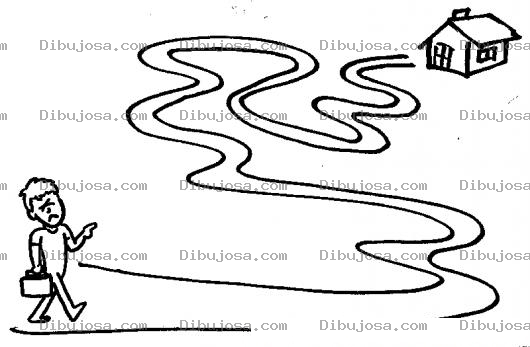 Dibujo para colorear Dibujo De Camino A Casa Para Pintar Y Colorear Un Caminito Peatonal Hacia Una Casita
