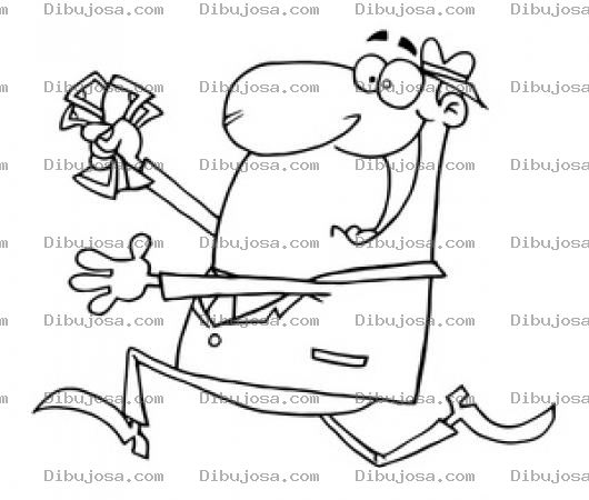 Dibujo para colorear Dibujo De Hombre Corriendo Con Dinero En La Mano Para Pintar Y Colorear