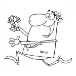 Dibujo para colorear Dibujo De Hombre Corriendo Con Dinero En La Mano Para Pintar Y Colorear