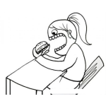 Dibujo para colorear Dibujo De Nina Comiendo Hamburguesa Para Pintar Y Colorear