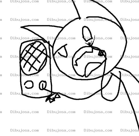 Dibujo para colorear Dibujo De Gato Tocando El Timbre Con Intercomunicador Para Colorear
