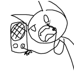 Dibujo para colorear Dibujo De Gato Tocando El Timbre Con Intercomunicador Para Colorear