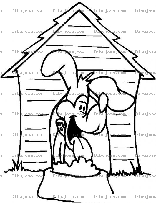 Dibujo para colorear Colorear Perro en su casita